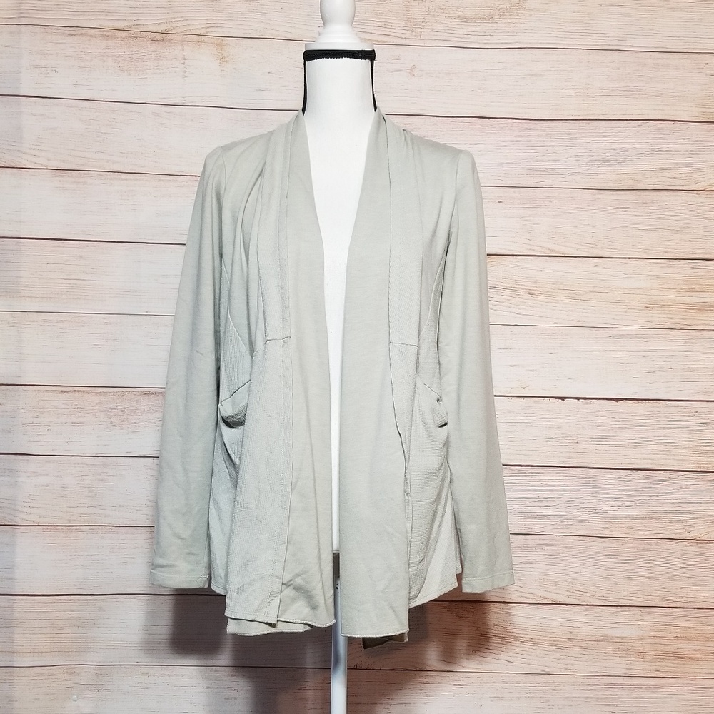 LOGO Lori Goldstein gray cardigan (16-023)